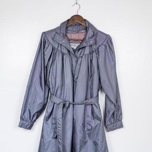 Vintage 80s Pleated Purple/Silver Iridescent Trench Coat